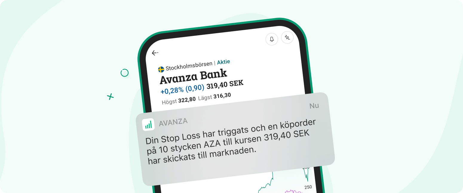 Stop Loss En bild på en vy i avanzaappen som visar Stop Loss-funktionen.