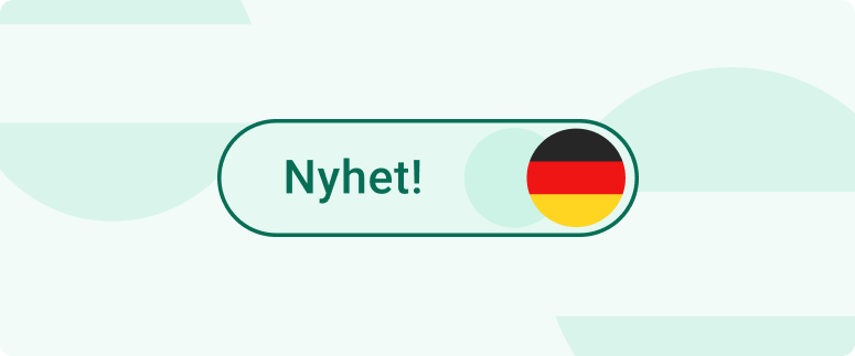 En bild p&aring; den tyska flaggan med texten "Nyhet" 