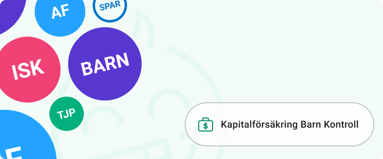 En bild på symboler som visar olika kontoformer som man kan spara till barnen på