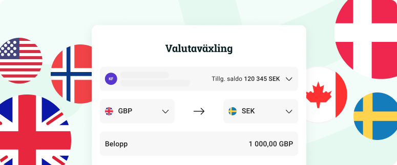 En bild på funktionen manuell valutaväxling där någon växlar från GPB till SEK. 